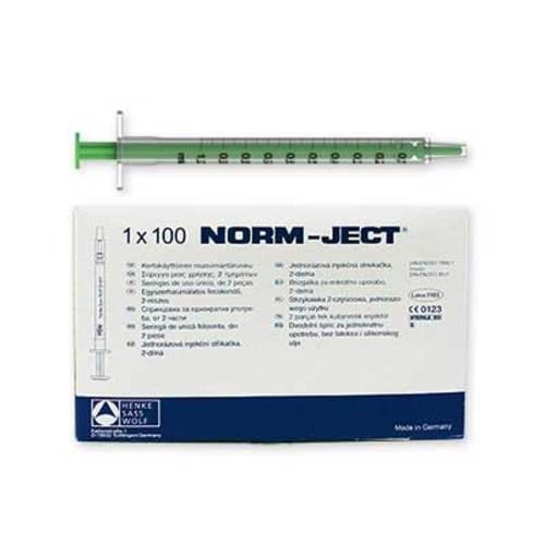 1mL TSK Norm-Ject Luer Slip Syringe - Box of 100 (Green)