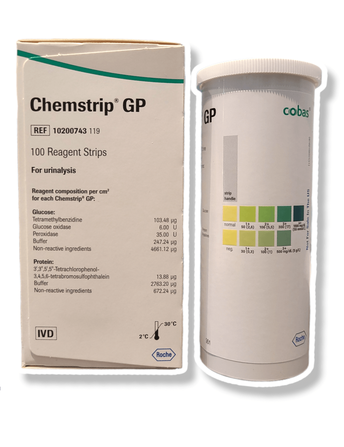 Chemstrip GP Urine Test for Glucose & Protein 20 Strips/Bottle ...