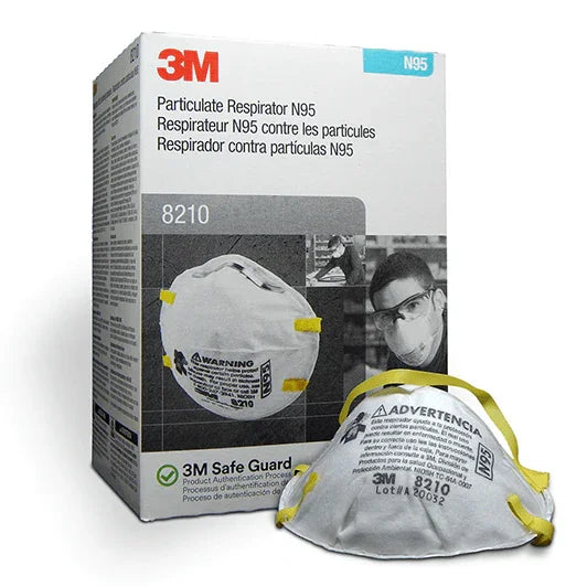 3M N95 Particulate Respirator 8210 mask with packaging, ideal for PPE and respiratory protection