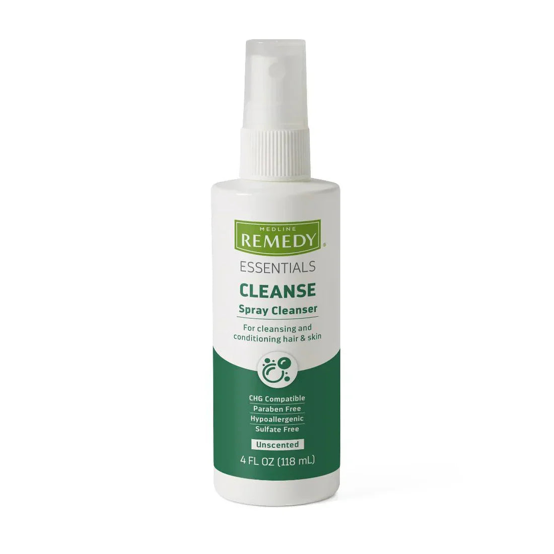 Medline Remedy Essentials Cleanse Spray Cleanser for hair and skin, unscented, hypoallergenic, sulfate-free