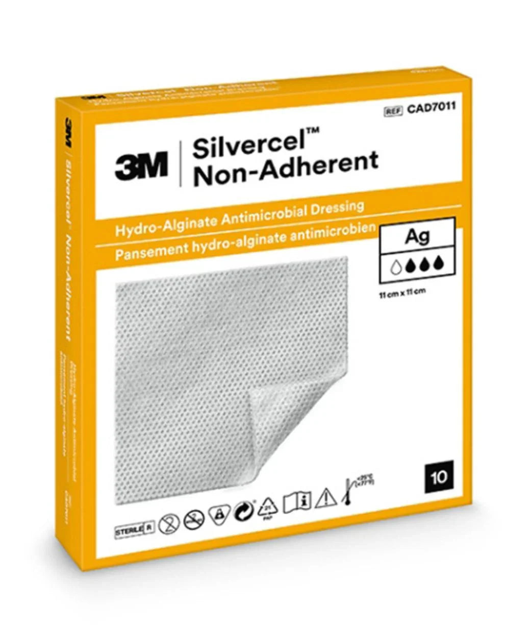 3M Silvercel Non-Adherent Hydro-Alginate Antimicrobial Dressing 11x11cm, sterile wound care supply