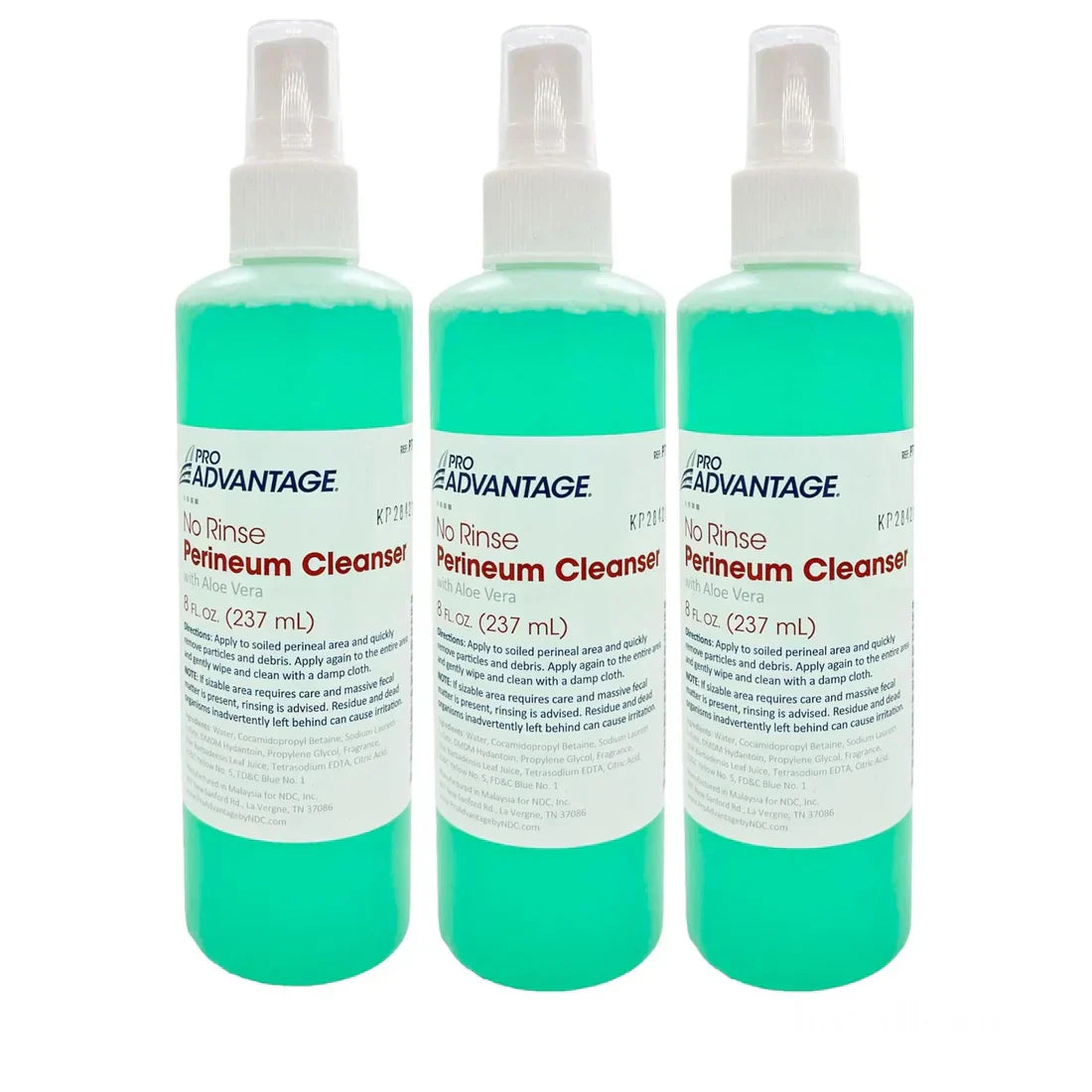 No Rinse Perineum Cleanser with Aloe Vera, 8 oz spray bottles for home care and long term care use