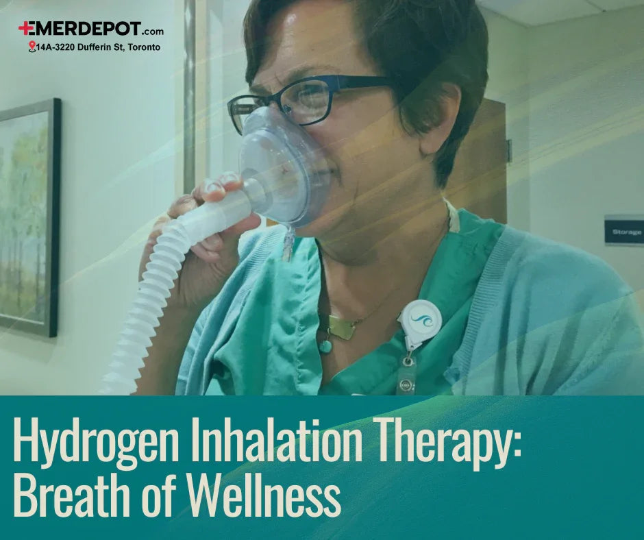 Person using a respiratory mask for hydrogen inhalation therapy in a medical clinic.