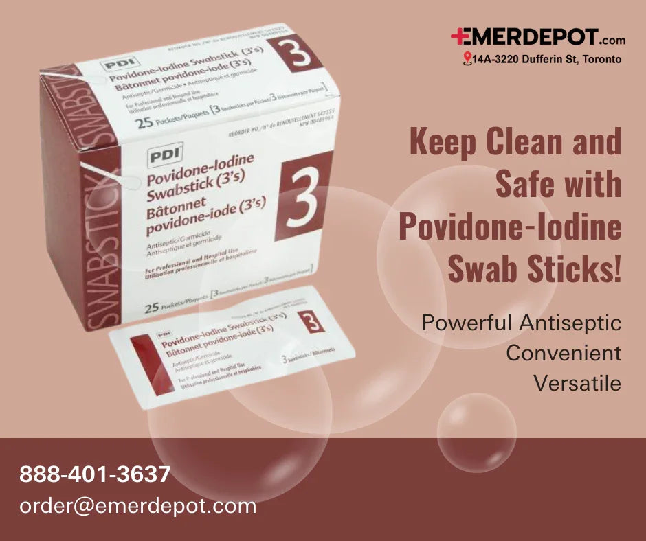 Povidone-iodine swabstick box and single packet, antiseptic medical swab sticks for cleaning