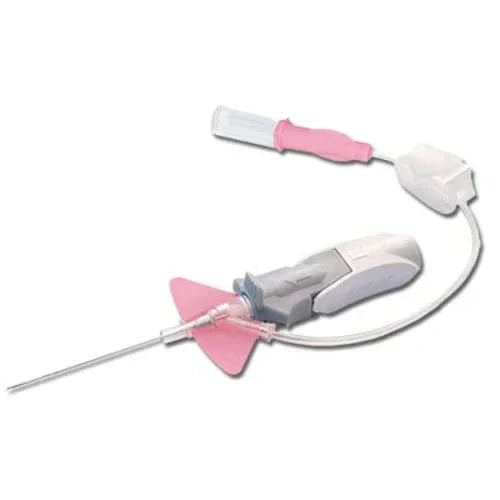Bloodless IV catheter 20G single port with safety needle and pink grip