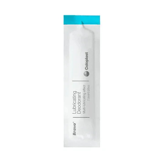 Brava lubricating deodorant 7.5ml single-use medical sachet in clear packaging