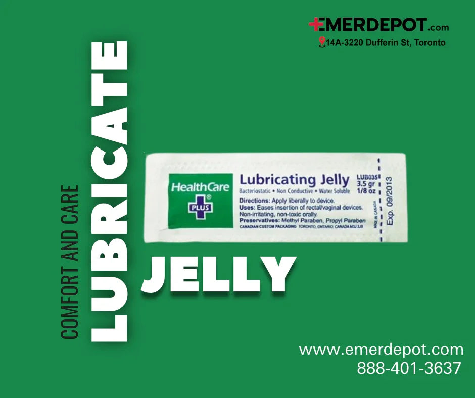 Single-use lubricating jelly packet for medical and home care on green background