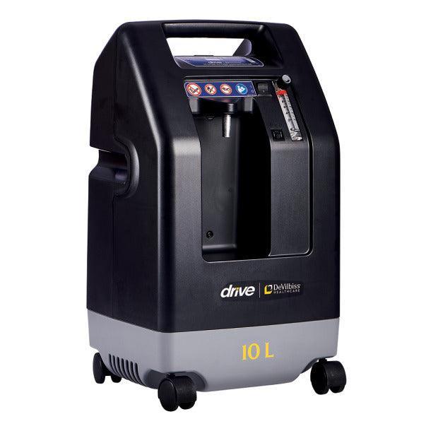10 liter home oxygen concentrator with wheels and control panel, black and gray design