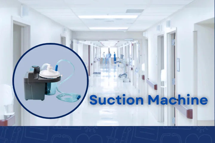 Portable suction machine in hospital corridor, medical suction device for home care