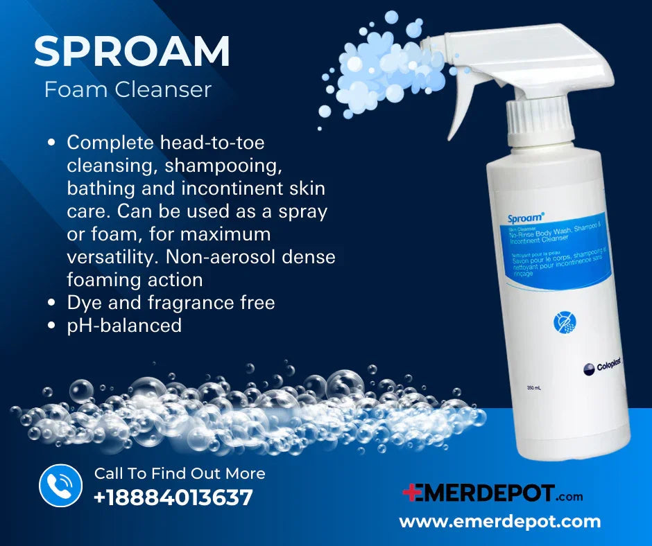 Sproam All body spray foam cleanser by coloplast