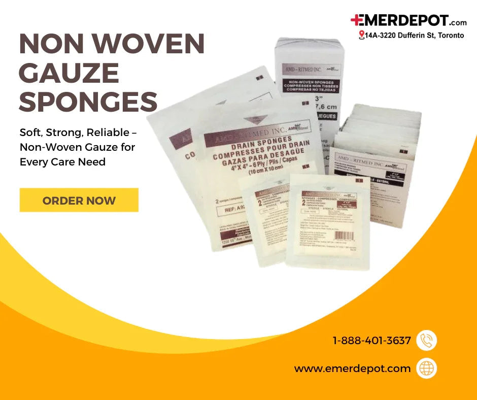 Sterile non-woven gauze sponges packaging for medical wound care and home care supplies
