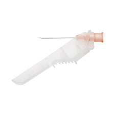 Safety IV catheter with needle and plastic safety shield for medical use, isolated on white