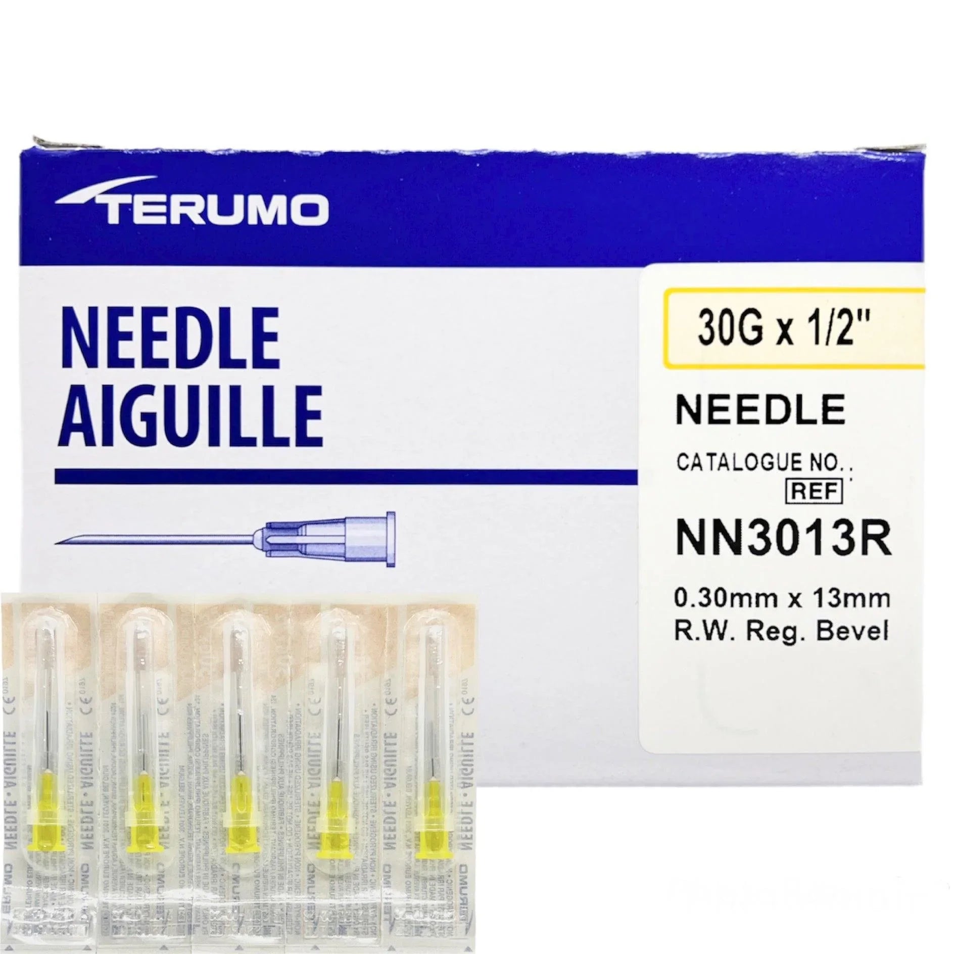 Terumo Hypodermic Needle 30G x 1" Regular Wall 100/BX 10BX/CA