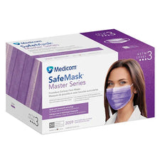 Box of Medicom SafeMask Master Series purple ASTM Level 3 procedure face masks