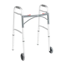 Lightweight folding walker with two front wheels for mobility support