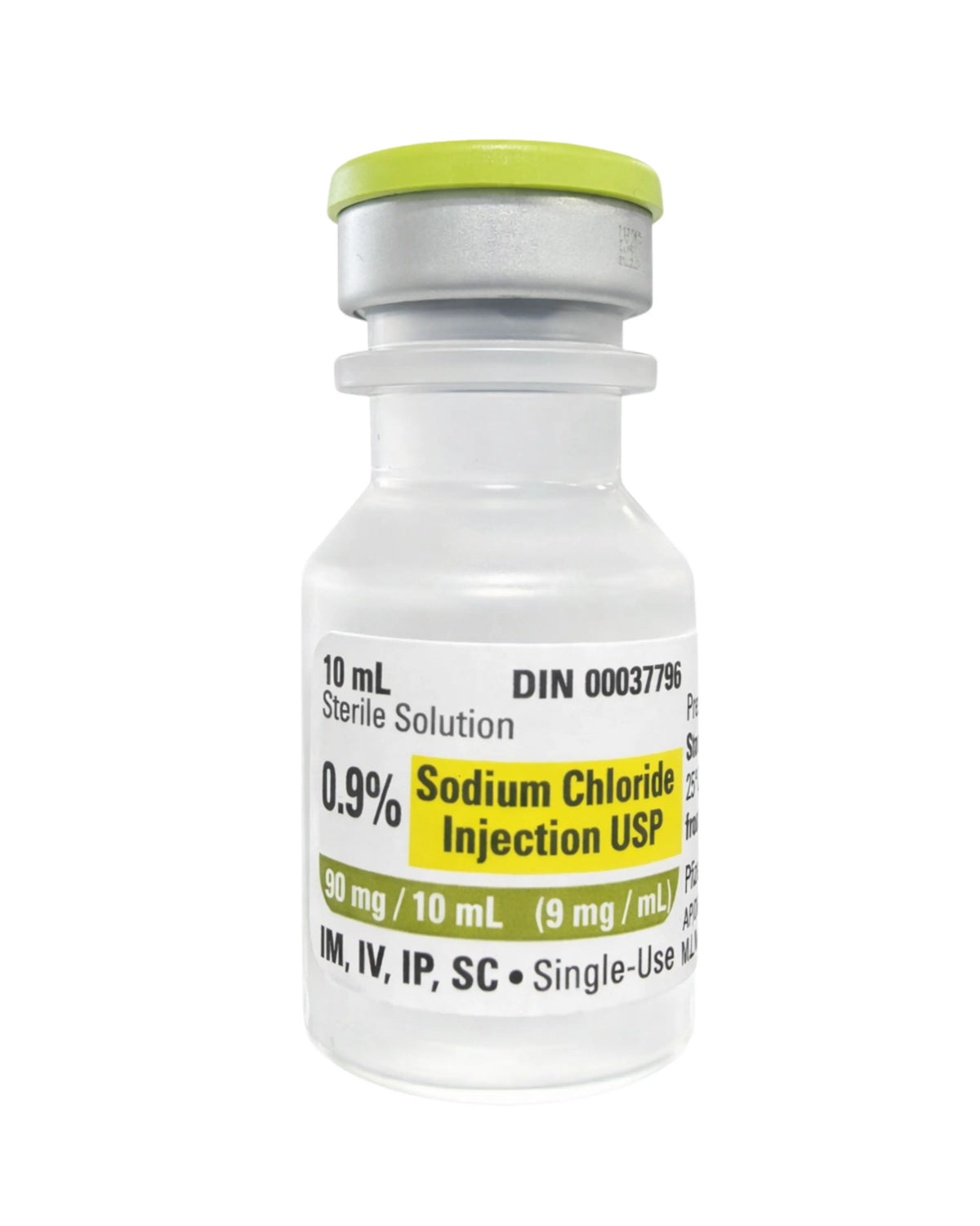 Pfizer 0.9% Sodium Chloride Injection without Preservative 10mL DIN 00037796 Available 08/2026