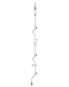 IV infusion set with tubing, drip chamber, and injection ports for medical use