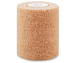 Beige cohesive medical bandage roll for wound care and support