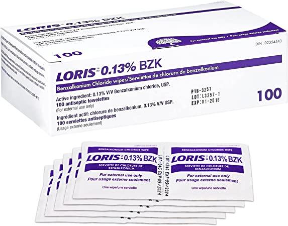 Loris 0.13% Benzalkonium Chloride Antiseptic Wipes | 100/box | 126-01