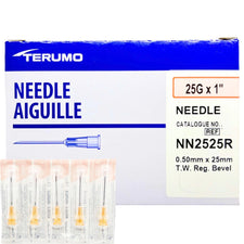 Terumo 25G x 1 inch sterile hypodermic needles, 0.5mm x 25mm, medical supply box