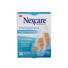 Nexcare transparent waterproof assorted bandages box, 30 count, medical supplies