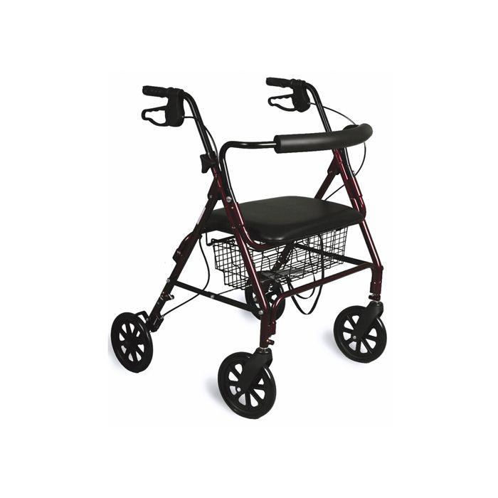 Medline Basic Heavy-Duty Bariatric Rollator, Aluminum Frame, 8-Inch Wheels, 400-lb. Weight Capacity