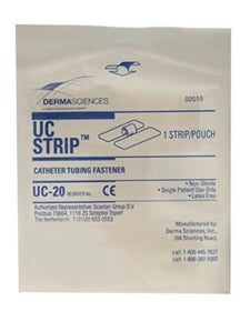 Catheter tubing fastener UC Strip by DermaSciences single-use non-sterile pouch
