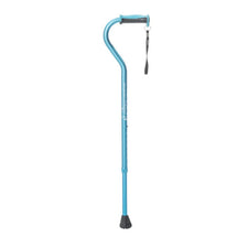 Blue adjustable walking cane with ergonomic handle and non-slip rubber tip