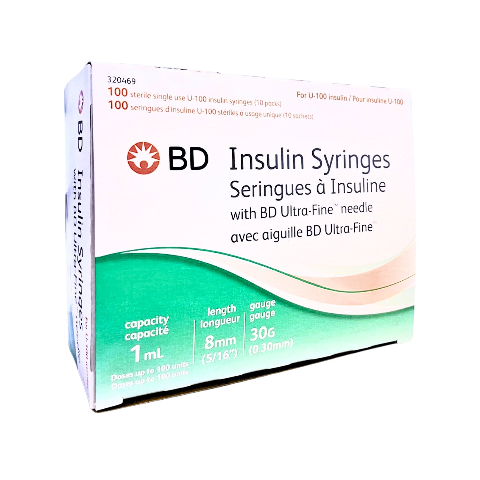 Pack of 1mL insulin syringes with ultra-fine 31G x 6mm needles for comfortable and accurate injections