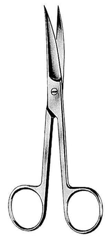 Stainless steel medical scissors with curved blades for medical and home care use