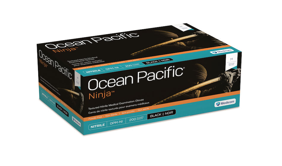 AMD Medicom Ocean Pacific Ninja Black Nitrile Gloves (Chemo Tested)