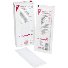 3M Medipore adhesive wound dressing pad box, individual sterile packet, and pad displayed