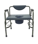 Portable medical commode chair with armrests and removable bucket for home care