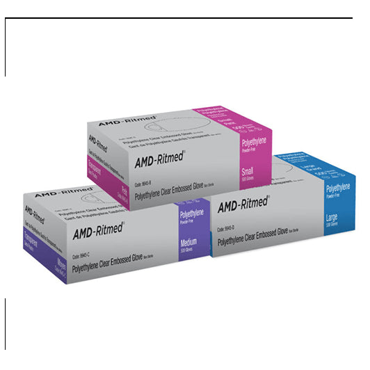 Polyethylene - Clear Embossed Glove - by AMD Ritmed Medicom (500/box)