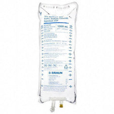 1000 mL IV solution bag with 5% dextrose and 0.9% sodium chloride, sterile medical supply