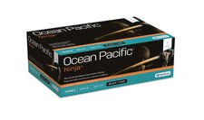 Box of Ocean Pacific Ninja black nitrile medical examination gloves, 200 count, medium size