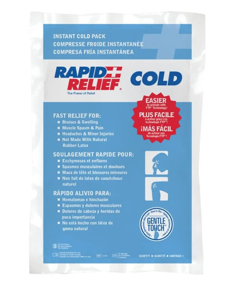 Instant cold pack for fast relief of bruises, swelling, muscle pain, headaches, and minor injuries