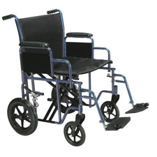 Lightweight transport wheelchair with black seat and armrests for home care mobility