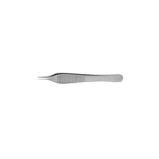 stainless steel medical tweezers with fine tips on white background