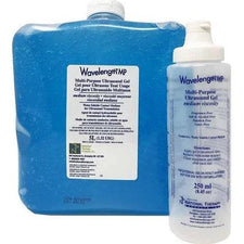 Wavelength MP multi-purpose ultrasound gel bottles in large 5L and small 250ml sizes for medical use