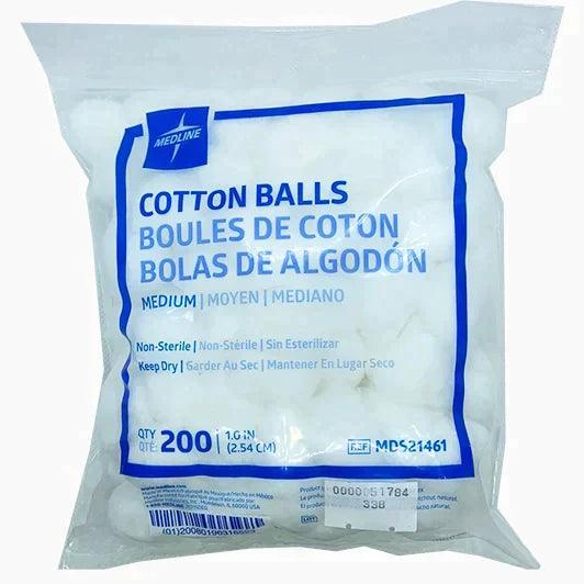 Bag of 200 medium non-sterile cotton balls for medical or home care use