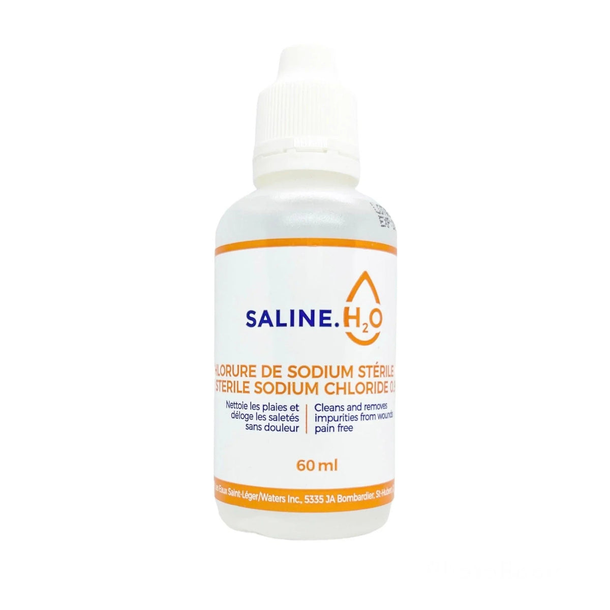 Saline H2O - Sterile 0.9% Sodium Chloride - Luer-Lock  60mL (48 Bottles/Case)