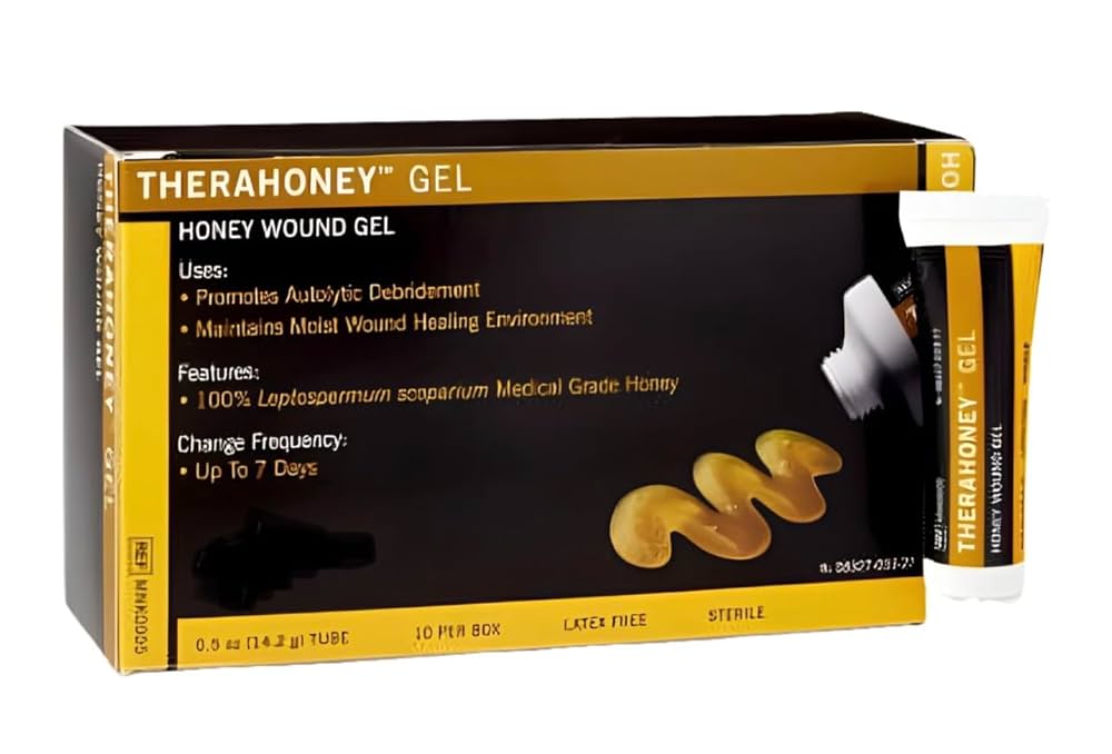 TheraHoney gel honey wound care tube and box for moist wound healing, 10 pack
