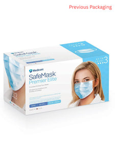 Medicom SafeMask Premier Elite ASTM Level 3 blue procedure face masks, 50 count, previous packaging