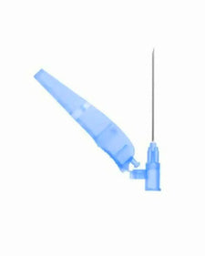 IV safety catheter needle with blue protective cover for medical and home care use