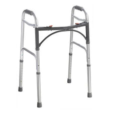 Lightweight folding aluminum walker with adjustable height and ergonomic hand grips