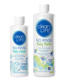 No rinse body wash and body bath bottles, paraben free, for home care hygiene