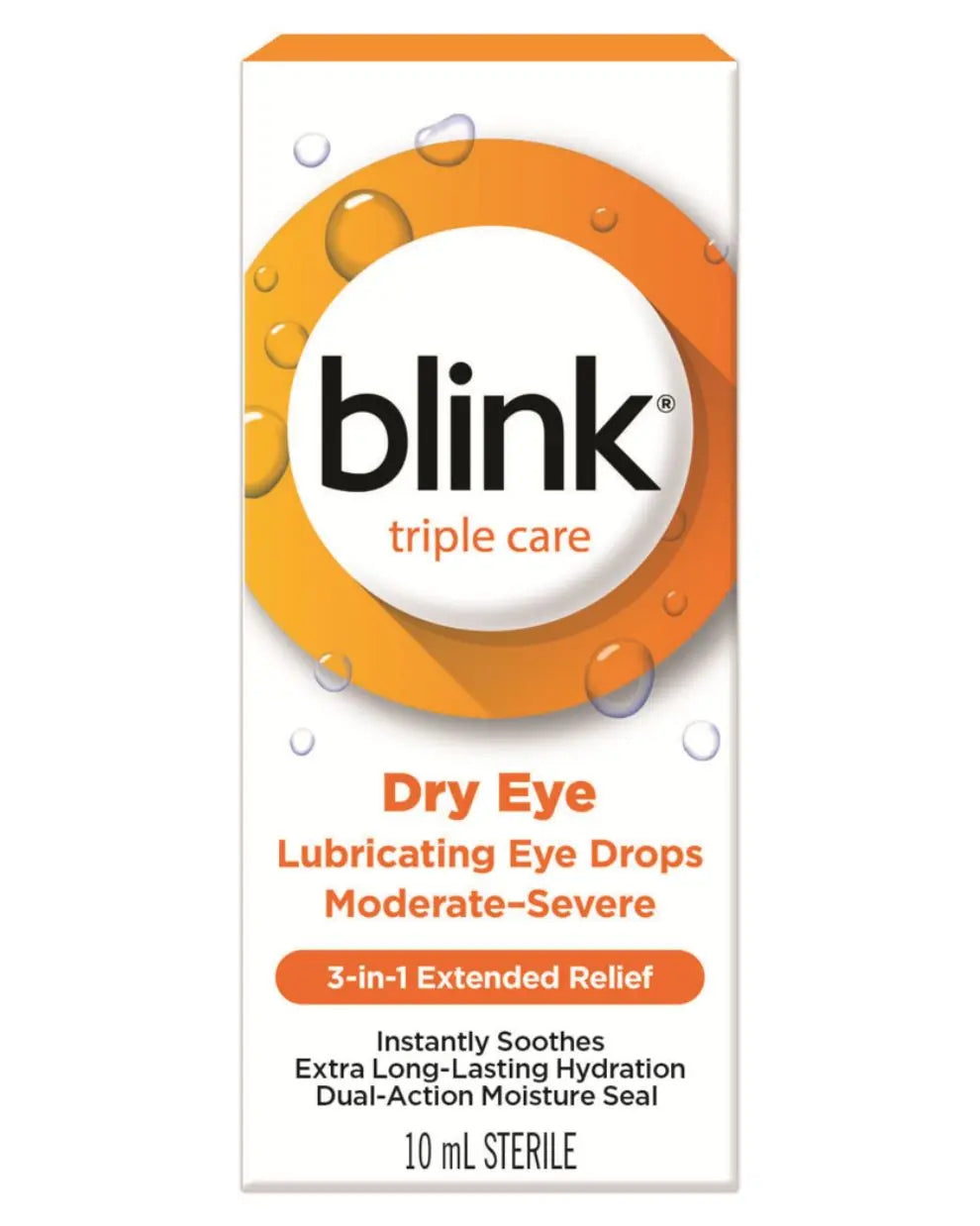 Blink triple care dry eye lubricating eye drops box for moderate to severe dryness, 10 mL