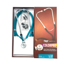 Physio Logic ColorPro Sprague-Rappaport stethoscope with teal tubing in box, medical supplies