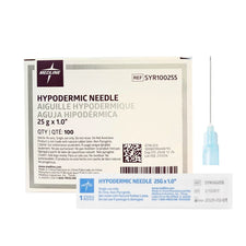 Medline hypodermic needle 25G x 1.0 inch with sterile packaging and box for medical use
